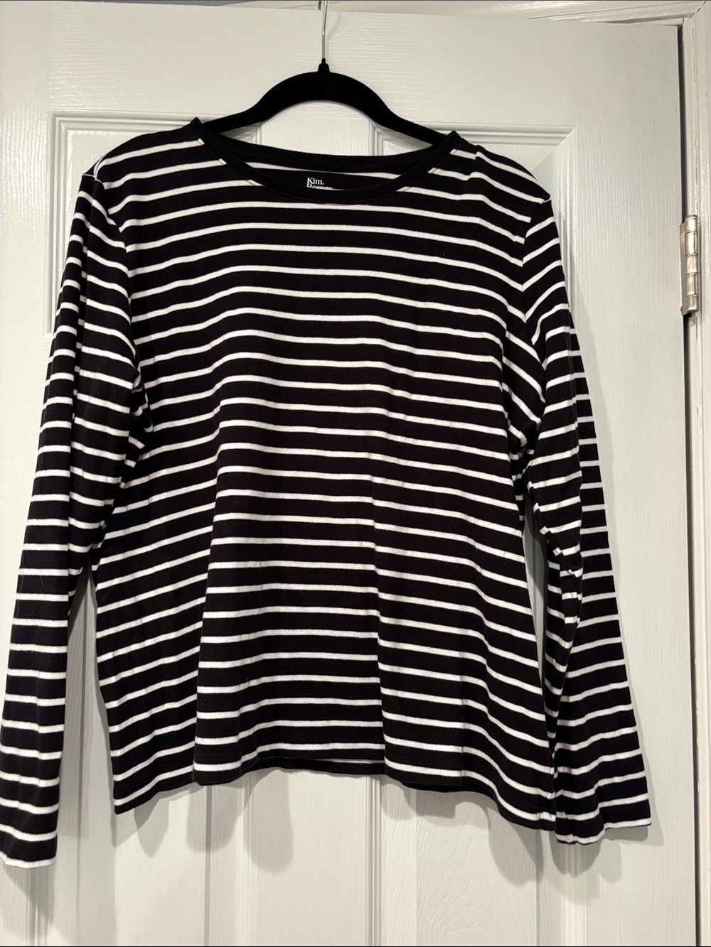 Kim Rogers Black & White Striped Long-Sleeve Tee